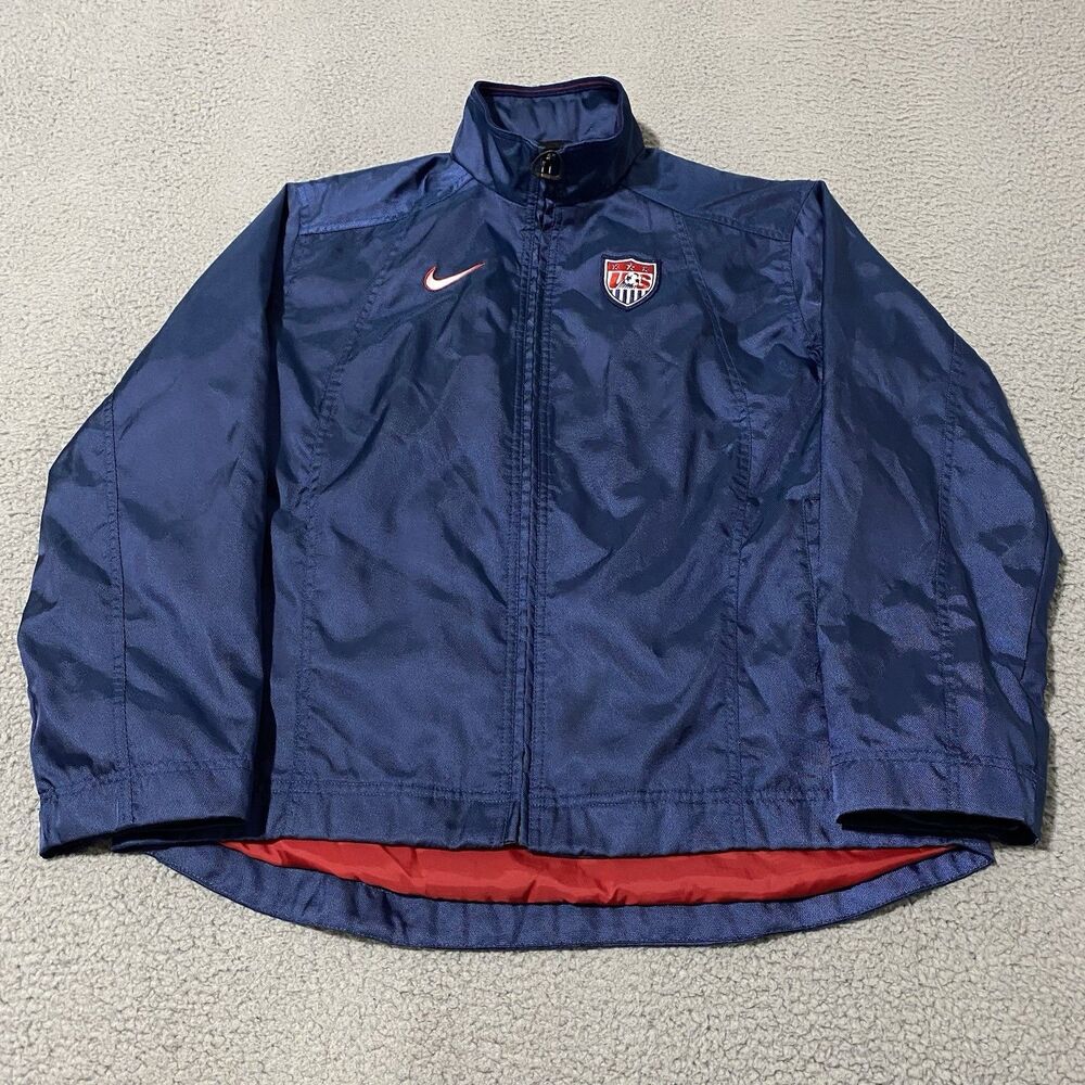 Vintage US Soccer Jacket Nike Womens M Blue Full Zip USA World Cup National Team